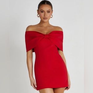 Meshki Off Shoulder Bow Mini Dress